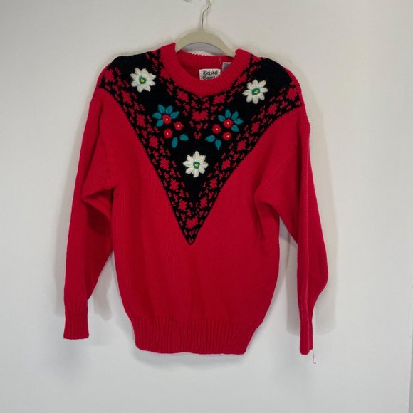 NWT VIntage bristol court chunky floral sweater large - Picture 1 of 6
